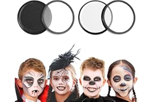 Truccabimbi Set, GIBOT Cerone Bianco+Nero, Trucchi Halloween Bambini, Set Trucchi Bambina Anallergici, Truccabimbi Halloween, Trucco Carnevale Viso, Trucca Bimbi per Feste (Nero + Bianco)