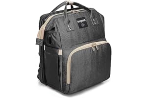 Leogreen Wickeltasche Rucksack, Große Baby Wickelrucksack, mit bettfunktion, USB-Ladeanschluss, Kinderwagengurte, multifunktional wasserabweisend