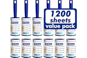 NEW ENGLAND STORIES 1200 Sheets Lint Roller with 6 Upgraded Handles (6 Rollers + 6 Refill), Mage Value Set Sticky Lint Rollers for Pet Hair, Portable Pet Hair Remover for Clothes, Furniture, Carpet, Dog and Cat