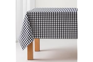 GAMUSI Mantel Antimanchas Tacto Tela Rectangular Cuadro Vichy, algodón, Tacto Tela, 140x200 cm Color Azul Marino