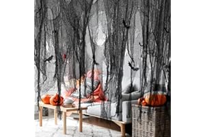 PURPLE STAR 2x5M Halloween Dekoration Gaze -Gruseliger Stoff - Käsetuch Halloween Dekorationen für die Türen Hallen,Duschvorhänge,Veranden,Decks,Fenster,Tore,Deko Prop（schwarz）