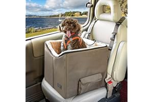 Petsfit Fotelik samochodowy dla małego psa, podróżny fotelik samochodowy z pasem bezpieczeństwa, fotelik samochodowy dla szczeniaka z nadającą się do prania dwustronną poduszką i kieszenią do