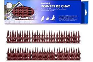 PATTLER 12 pièces de 3 Rangées de Pointes en Plastique, Répulsif Oiseaux, Clôtures, Pointes pour Chats, Pic Anti Pigeon, Repulsif Chat Exterieur Pics Anti Oiseau, Anti Anti Pigeons pour Balcon