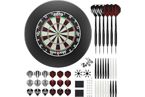 KOTO DARTS KOTO - King Classic Edition, Dimensions Officielles des Tournois, Surround de 12 cm, Sisal de Haute Qualité, Kit d'Accessoires 90 pièces