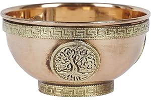 IBA Indianbeautifulart Copper Offering Bowl- Tree of Life Offering Bowl- Great for Altar use- Ritual use- Small Incense Burner Bowl 8cmx4cm