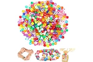 RAYITO 600 Pcs Pony Beads, 6 Styles Multicolored Hair Beads for Braids Round Plastic Bracelet Beads for Crafting Jewelry Making