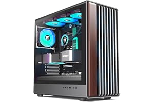 FOIFKIN M2 Boîtier PC – Bois Noyer Façade, Ventilateur ARGB 7 PWM RGB pré-installé (3 x 140 mm et 4 x 120 mm), boîtier PC de Jeu ATX, avec Type- C(Noir, M2)