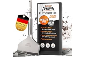 BAURIX® Cincel para Azulejos SDS Plus [165x75 mm] I FRAKTOR®-Sistema - Eliminación Rápida de Baldosas I Cincel Plano Inclinable para Azulejos y Adhesivo I Acero Especial 42CrMo