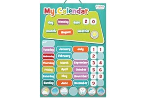 FIESTA CRAFTS LTD Magnetic Calendar for Kids (T2399) by Fiesta Crafts - Educational Chart of Days of the Week Chart with Moveable Numbers, Months, & Weather Pieces - Interactive Learning Board for Children