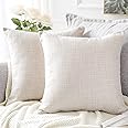 Samt-Kissenbezüge Mit Füllung – Dekokissen Fürs Sofa In Perlweiß, 50x50 Cm, Beidseitig Bedruckt & Pflegeleicht