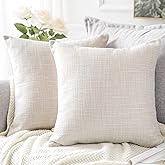 Artscope Set of 2 Decorative Square Linen Cushion Covers 60 x 60 cm for Home Decor Sofa Bedroom Car 24 x 24 Beige