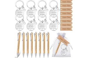 Dianelhall 8 Sets Dankeschön Geschenke Inspirierender Holz Kugelschreiber Motivations Schlüsselanhänger mit Mullbeutel Danke Tag Abschiedsgeschenke für Kollegen Mitarbeiter Lehrer Schüler Büro