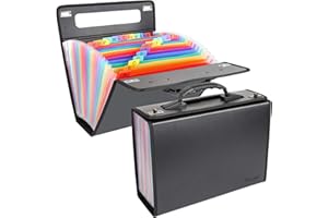 Uquelic Trieur Valisette pour Documents avec 26 Compartiments - A4 Trieur Accordéon Rangement Papier Administratif (Couleur)