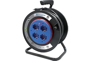 Electraline Przedłużacz prądu ze stałym bębnem kablowym, czarny, 49032