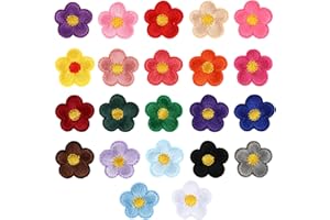 TIESOME 22 toppe termoadesive a forma di girasole, ricamate con fiori colorati, per riparazione abbigliamento, toppe ricamate fai da te per jeans, giacche, 22 colori