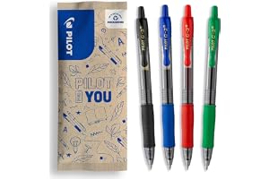 PILOT - 4 G2 Plus - Bolígrafo Tinta Gel - Recargable - Multicolor | Roller Tinta Gel Retráctil - Trazo Fluido - Excelente Confort de Escritura - Negro, Azul, Rojo, Verde - Punta Media (0,7mm)