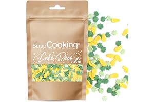 SCRAP COOKING Scrapcooking - Décors Sucrés Tropical 55 g - Décoration Alimentaire Exotique Pâtisserie Gâteau - Ananas Feuilles - Sprinkles Décos Sucre - 7439