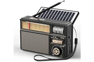 PRUNUS J-139 Portable Radio AM/FM/SW, Solar Radio with 1800mAh Rechargeable Battery, Transistor Small radio with Bluetooth 6.0, USB/TF Card Playback, Excellent Reception for Elderly, Home, Emergency