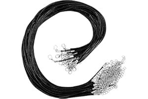 Kurtzy Cordon Collier en Polyester Noir avec Chaîne et Fermoir Mousqueton (Lot de 25) - 42,5 cm - Cordon pour Pendentif, Bracelets et Bracelets de Cheville en Vrac pour la Bijoux Création