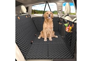 Lekeinchi Hundedecke Auto Rückbank - Auto Hundedecke Rücksitz mit Sechs Stabilen Hartholzplatten und Sicherheitsgurten -Wasserdicht & Kratzfest & Sturzprävention Hundematte für SUV, LKW, Schwarz