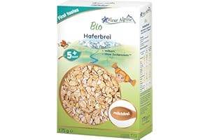 FLEUR ALPINE Bio Babybrei Hafer - Abendbrei Baby Haferflocken | Nahrhaftes Porridge | Einfache Zubereitung | Getreidebrei 5+ Monate ohne Zuckerzusatz | 7 Portionen