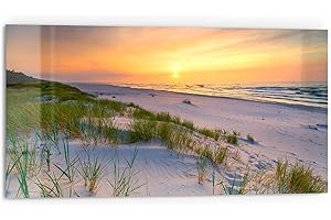 DEQORI Küchenrückwand Glas | Motiv Sonne sinkt über Ostsee | 80x40 cm | Bad- oder Herd-Rückwand | Herdblende Spritzschutz für Küche & Badezimmer | Moderne Deko für Fliesenspiegel