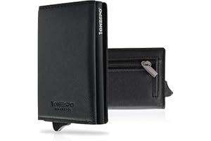 1ONESPO MAGNETIC Portafoglio uomo piccolo - Porta Carte di Credito uomo con Portamonete e Contanti - Protezione RFID 8 tessere, Nero SAFFIANO…
