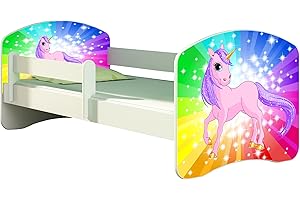 ACMA Letto per Bambino Cameretta per Bambino con Materasso Cassetto II (18 Il Pony Arcobaleno, 180x80)