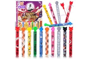 XIMISHOP XOYTN 32Pcs Halloween Mini Bubble Tubes，8 Colors Pumpkin Skull Bubble Wands Small Halloween Bubbles Makers for Halloween Bubbles Party Fillers Kids Classroom Prizes Summer Toys