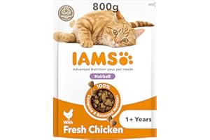 IAMS Hairball Complete Dry Cat Food Chicken 800g - Significantly Reduces Hairball Formation