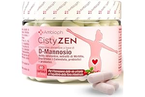 AMBIOPH Cistyzen, D-mannosio e Mirtillo Rosso, per Cistite e infezioni delle vie urinarie - 60 capsule con Probiotici e prebiotici, Integratore naturale, soluzione ideale per la Vaginosi Batterica e Cistite