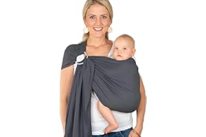 Hoppediz Ring-Sling ULTRALEICHT, Baby-Tragetuch ab Geburt, 100% Baumwolle, Design Hamburg stone