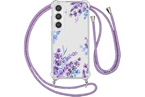 Ciciber Ttusy Handykette Hülle für Samsung Galaxy A54 5G mit Band, Durchsichtig Muster Blumen Case Weiches Silikon Schutzhülle mit Kordel zum Umhängen Necklace HandyHülle für Samsung A54, 01