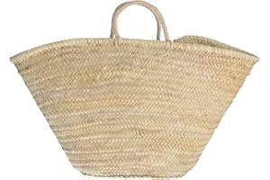 HERSIG - Capazo de palma con asa corta | Bolso de palma con base oval (60x28x33/43)