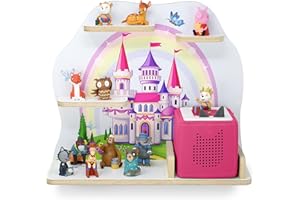 stadtecken wooden shelf for music box I Suitable for the Toniebox and Tonies I Perfect Tonie storage in the children's room I For standing up or hanging up (Fairy Tale Castle, medium)
