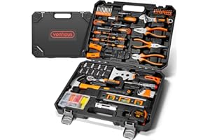 VonHaus Werkzeugset – Ultimativer 120-Teiliger Werkzeugkoffer – Enthält Werkzeuge, LED-Taschenlampe, Sechskantschlüssel, 3-m-Maßband & Mehr – DIY-Set, Perfekt für Anfänger – Mit Werkzeugkiste
