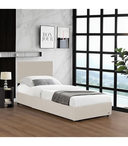 Letto Singolo Contenitore Vanessa Di Talamo Italia – Rivestimento In Tessuto Beige, Apertura Frontale, Per Materasso 80x190 Cm – 100% Made In Italy - 3
