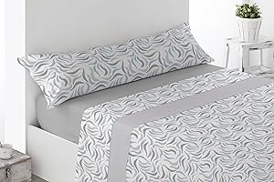 Cabello Textil Hogar Juego de sábanas Estampadas - Disponibles en 3 y 4 Piezas - Varios tamaños, diseños y Colores - Microfibra Transpirable Extra Suave (Cirs Gris, Cama de 150 cm (150x190/200cm))