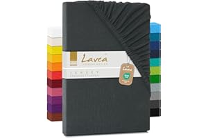 Lavea Drap Housse 90x200-100x200 - en 100% Coton Respirant - Draps Housses Convient aux Matelas Standards jusqu'à 20cm - Drap Rouge Soir avec élastique - Draps Housse sans Glisser du Matelas