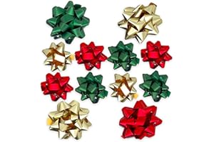 MIJOMA Set Ringelband Polyband Geschenk-Band Geschenkschleifen zum Basteln und Verpacken - glänzend & matt sortiert (gold - rot - grün, 12 Stück Geschenkschleifen)