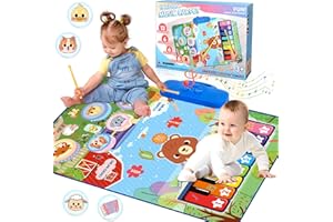 ENCOUN Giocattoli per Bambini di 1 Anno, 2 in 1 Tappeto Musicale con Pianoforte e Tamburo, Tappetino per Pianoforte Bambini, Regali Educativi Giochi Bambina 1 2 3 4 Anni Regali di Natale
