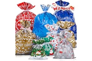 LIHAO 24 Pezzi Sacchetti Natalizi di Regalo Sacchetti Regalo Natale Grandi per Caramelle Biscotti Confezioni (9 Modelli)