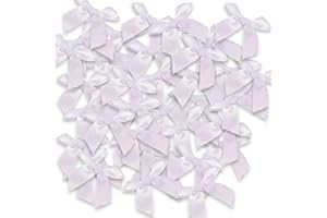 JKDHJK 48 Stück 5 Cm / 1,97" Regenbogenband Mini Schleife Dekoration Diy Handwerk Für Valentinstag Geschenkverpackung Hochzeit Auto Bänder Weihnachtskarten (Weiß)