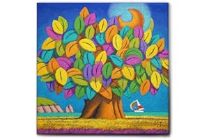 Giallobus - Quadro - Stefano Calisti - Albero della felicità - Tela Canvas Telaio Standard - 50L x 50l cm - Pronto da appendere - Quadri moderni per la casa