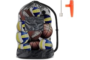 BNOYONERAS Sacca in Rete Porta Palloni con Tasca Laterale - Borsa da Calcio per Basket, Volley, Rugby - Mesh Ball Bag Large 24*36in