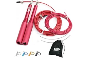 InnoTi Comba de Crossfit - Con y Sin Lastre - Cuerda de Saltar de Alta Velocidad para Boxeo y Fitness - Comba de Aluminio Ligera para Saltos Dobles - Ajustable - Cable de Repuesto