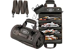 HennyBags Tool Organizer Bag, Heavy-Duty Waxed Oxford Tool roll up bag, Tool bag roll, Tool roll bag, Tool roll organizer, Rust-Proof YKK Zippers & Secure Buckle. For Mechanic & Electricians. (Gray)