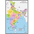 Allen Turtle India Map All Capital states wall poster 12 X 18 Inches HTS45