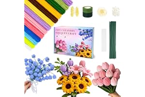 950-delars Piprensare Blomset, 13 Färger Chenilletråd 30 cm med Blomstjälkar, Pistiller, Vitt Band, Floratejp och Instruktioner för DIY Blommor & Kreativt Pyssel