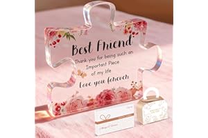 Usong Best Friend Acrylic Gifts with Gift Box, Friendship Gift for Women Friends. Christmas Bestie Presents Birthday Gifts for Women Friends 3.9x3.3x0.6 Inch